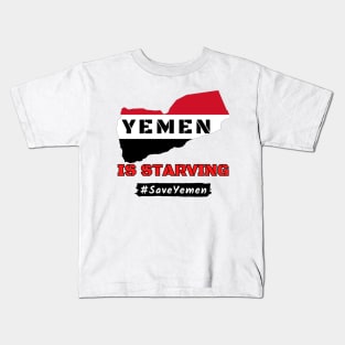 Yemen is starving - Yemen map and flag colors Kids T-Shirt